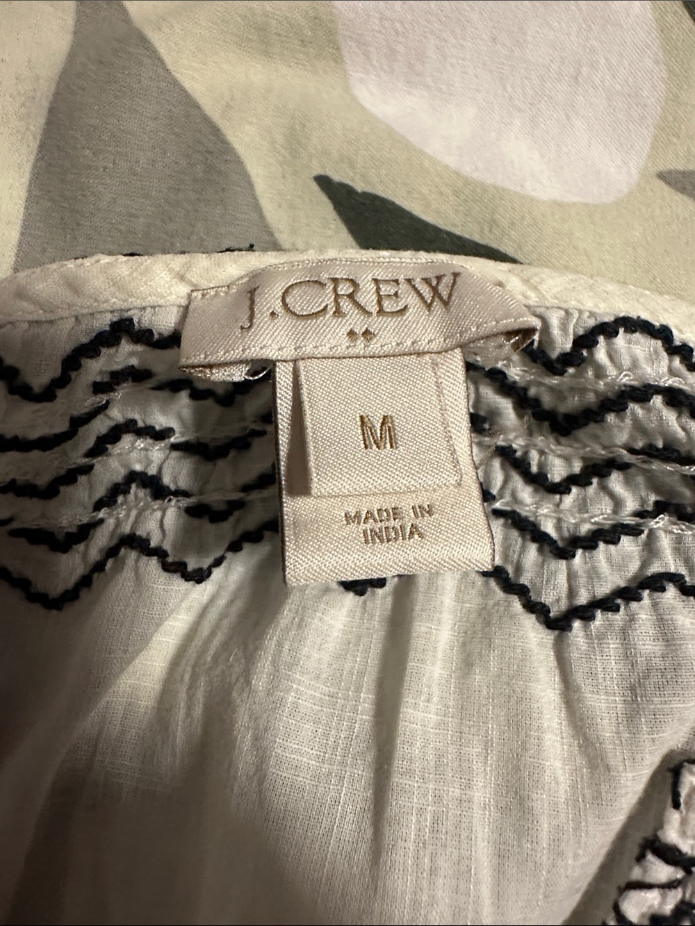 J. Crew White Tunic with Navy Floral Embroidery - Picture 6 of 9